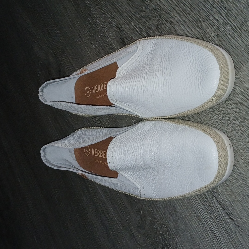 Verbenas Nuria White Leather Slip-On Espadrilles Casual Flats Loafer Sz 40 EUC - Picture 2 of 10